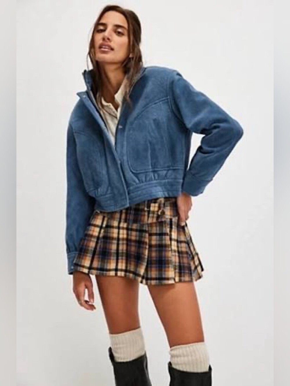 NWOT Free People Serena Plaid Micro Skort